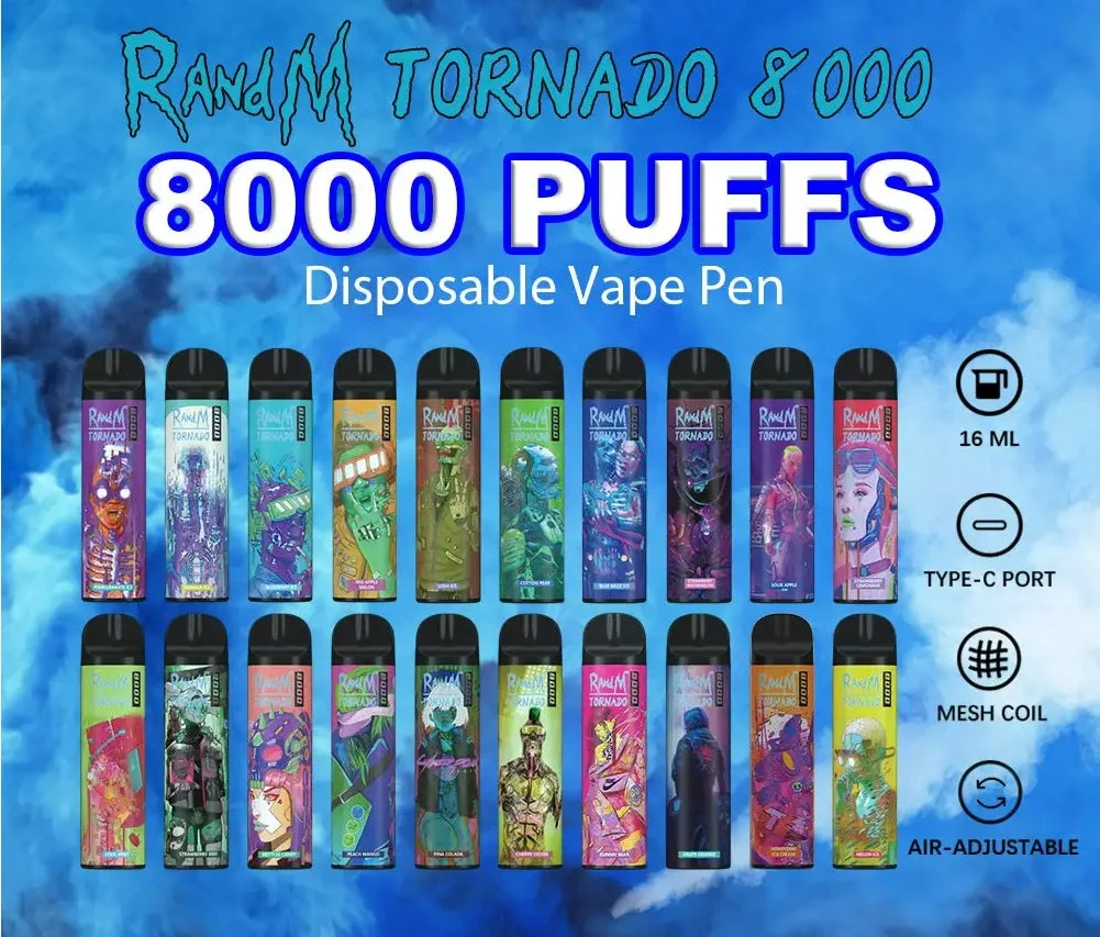 Randm Tornado 6000 7000 7800 8000 9000 10000 Puffs Cheap Wholesale Flashing RGB LED Disposable Vape E Cigarette